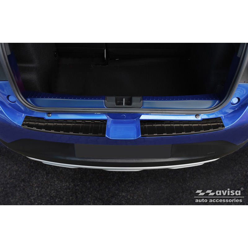 Zwart RVS Achterbumperprotector  Dacia Sandero III 2020-2022 & Facelift 2022- incl. Stepway 'Ribs' (2-delig)