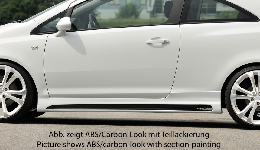 Zijskirts Opel Corsa D Rieger carbon-look met opening