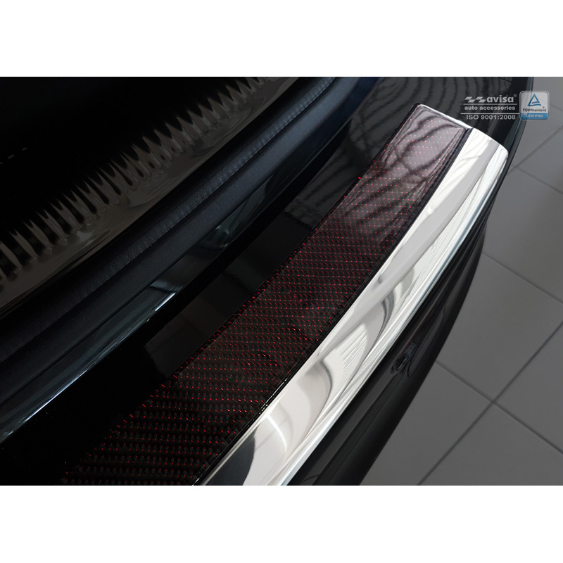 RVS Achterbumperprotector 'Deluxe' Audi Q5 2008-2016 Chroom/Rood