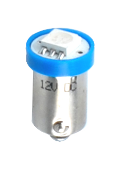 2x M-tech BA9S 12v 1x SMD5050 LED blauw