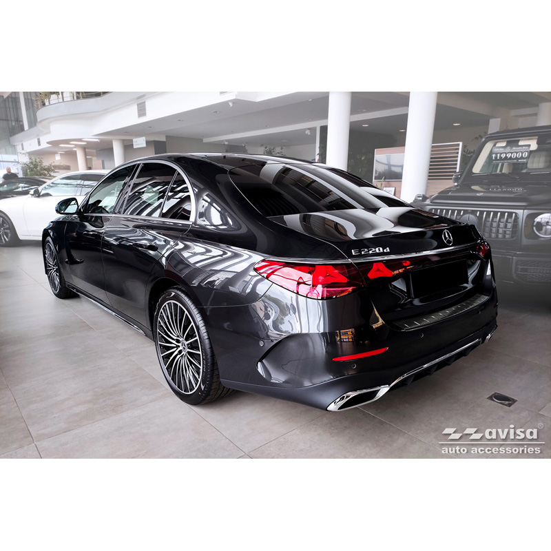 Zwart RVS Achterbumperprotector  Mercedes E-Klasse W214 Sedan 2023- 'Ribs'