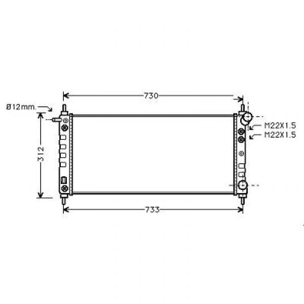 Radiator CORSA B3 CYL. 97->> 680x285 1.0I-12V /1.2-16V +AC