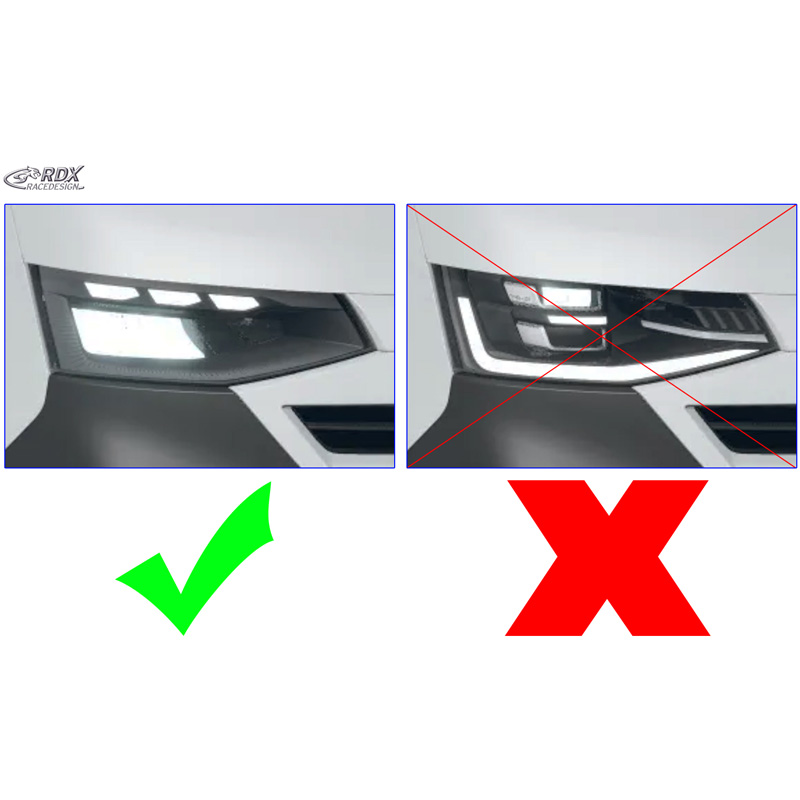 RDX Koplampspoilers  Volkswagen Transporter T7 2024- excl. IQ.Light (ABS Glanzend Zwart)