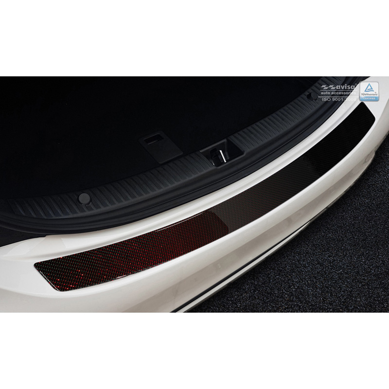 Carbon Achterbumperprotector  Mercedes CLS (C218) 2014-2018 Rood-Zwart Carbon