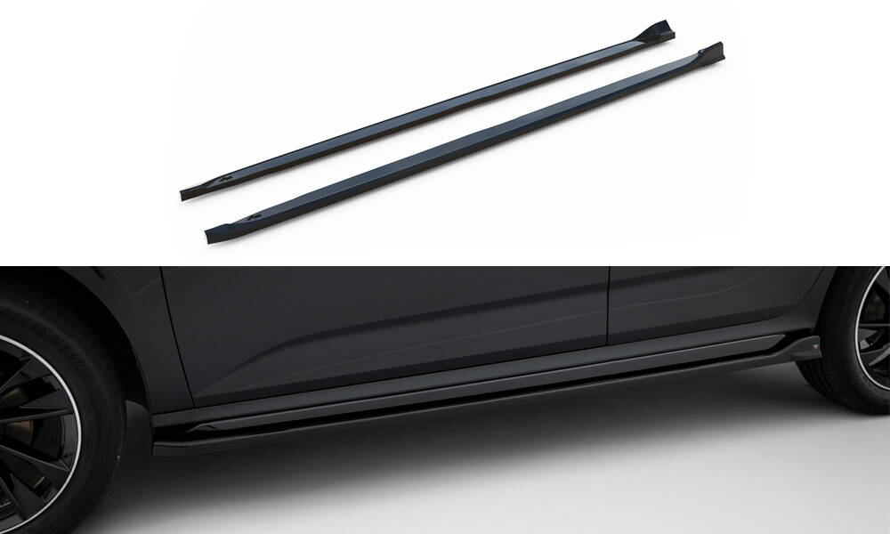 Zijskirts Skoda Kamiq Monte Carlo MK1 Facelift Maxton Glanzend zwart