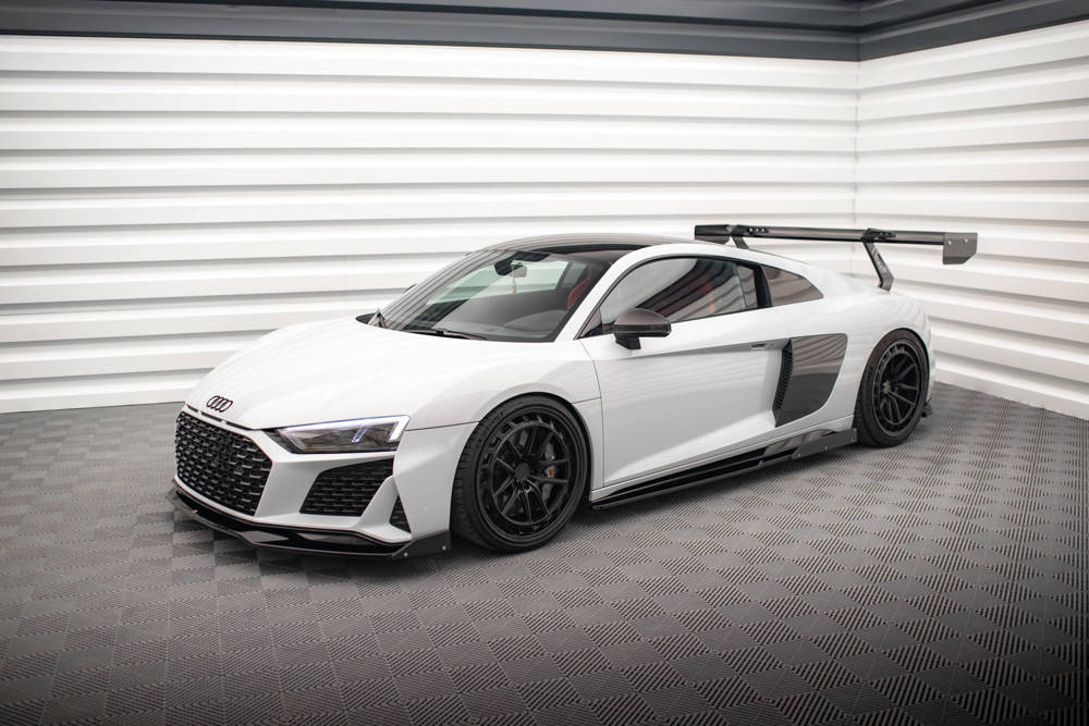 Zijskirts V.2 met Canards Audi R8 Facelift  2018 - 2021 Maxton Glans Zwart