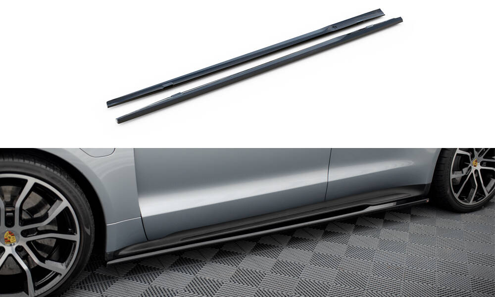 Zijskirts Porsche Taycan 1 / 4 / 4S / GTS Maxton Glans Zwart
