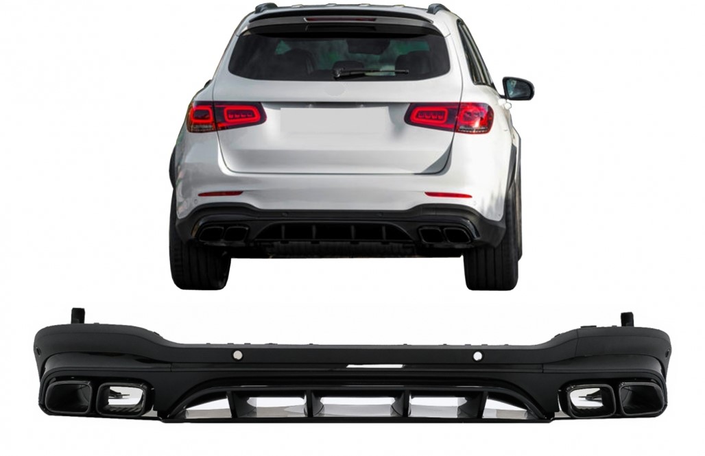 Diffusor Mercedes GLC X253 (2020-..) Facelift GLC63 incl. Uitlaat Stukken zwart