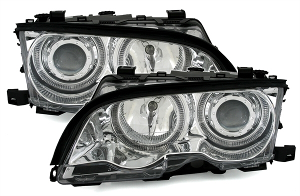 Faros BMW E46 coupe 98-01 Angel Eyes cromo