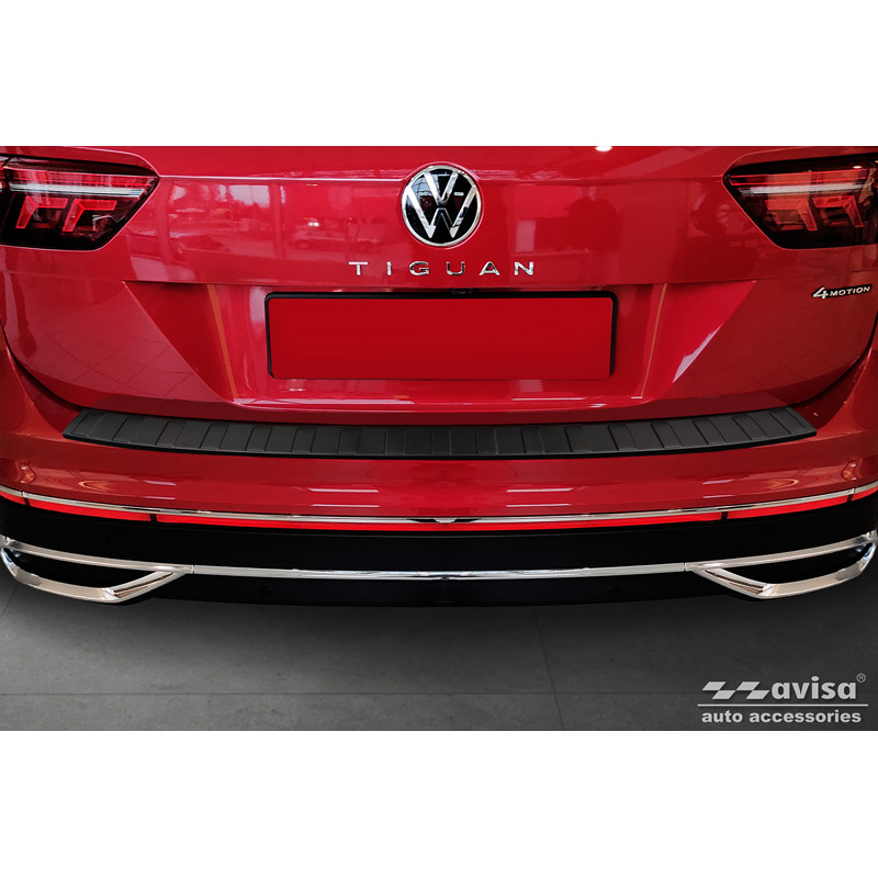 Matzwart RVS Achterbumperprotector  Volkswagen Tiguan II / Allspace incl. Facelift & R-Line 2016-2020 / 2020-2024 'Ribs'