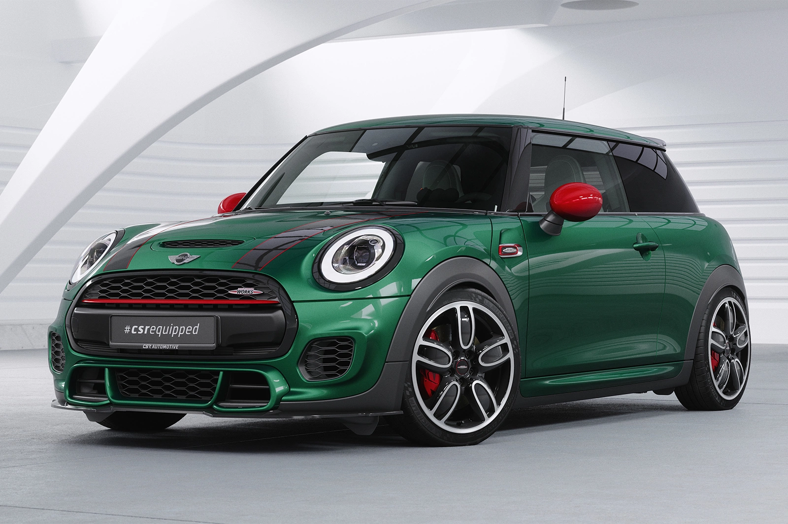 Voorspoiler Mini F55, F56, F57 JCW-Trim Glans Zwart (2018–2021 1. Facelift) CSR