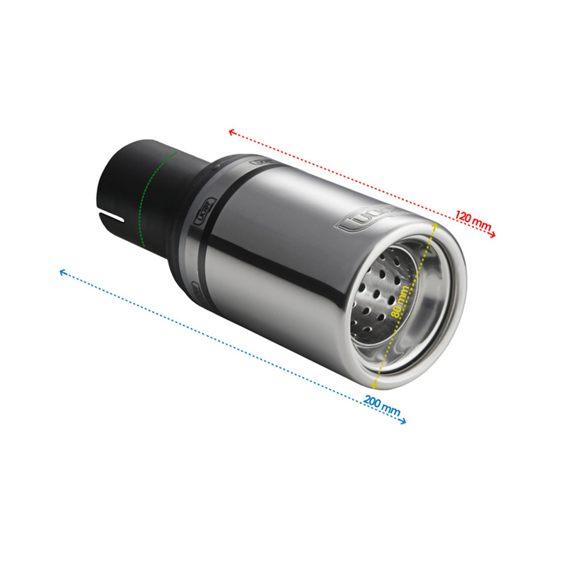Ulter Sport Uitlaatsierstuk - Rond Ø80mm - Lengte 120mm - Montage ->50mm - RVS