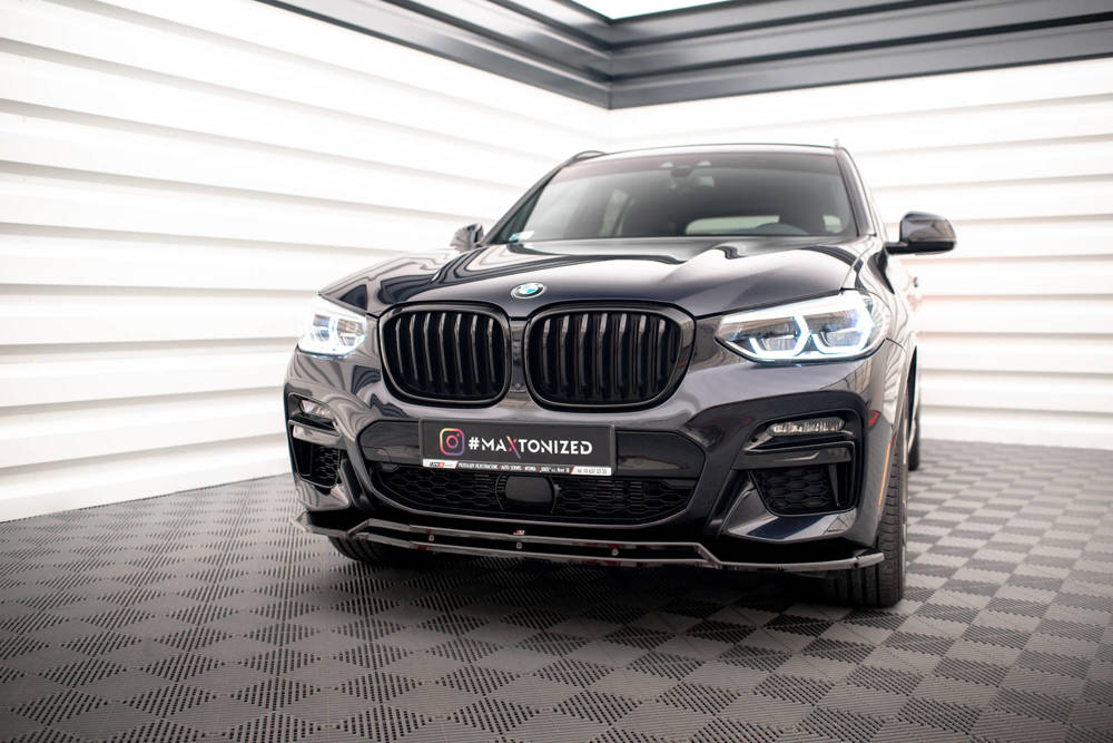 Voorspoiler V.1 BMW X3 M Pakket / M40D / M40i  G01 Maxton Glans Zwart
