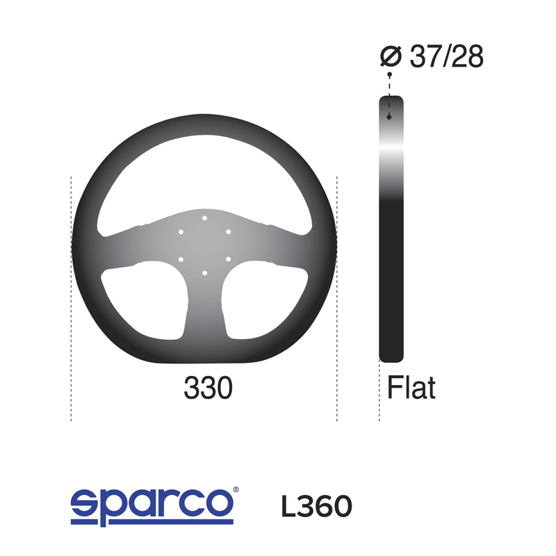 Sparco Universeel Sportstuur L360 - Zwart Leder - Diameter 330mm