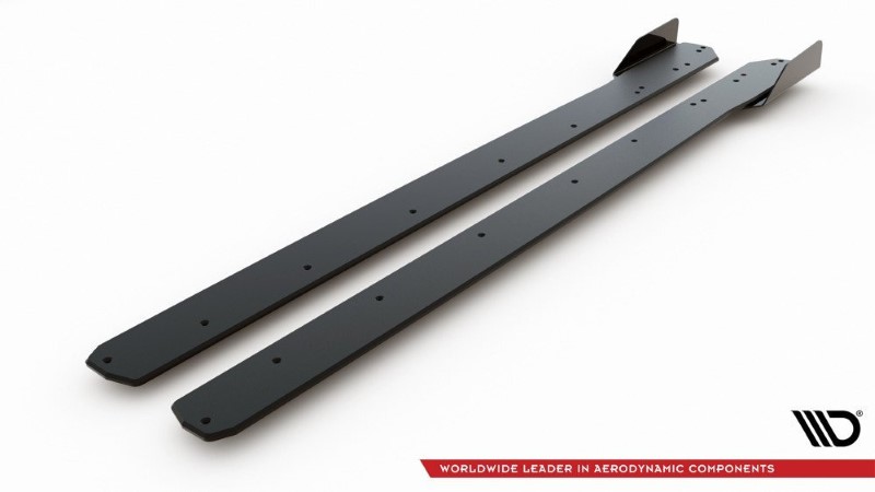Duurzame Zijskirts Diffusers + Kleppen Ford Focus ST / ST-Line Mk4 (Racing) Glanzend Zwart