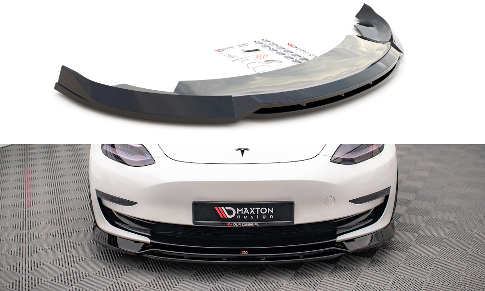 Voorspoiler V.3 Tesla Model 3 Gloss-Black Maxton