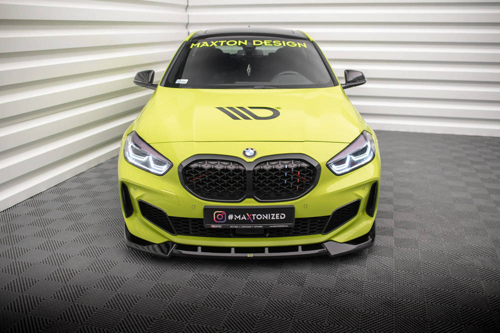 Voorspoiler V.6 BMW 1 F40 M Pakket & M135i Maxton Glans Zwart