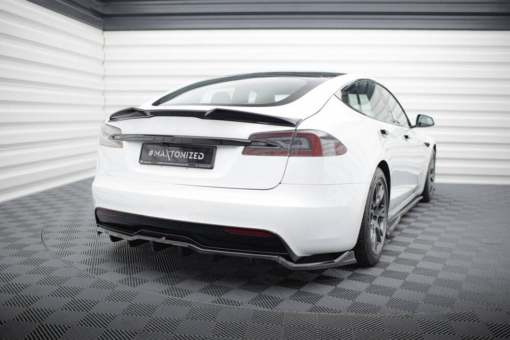 Achterbumper diffusor Tesla Model S Plaid Gloss-Black V1