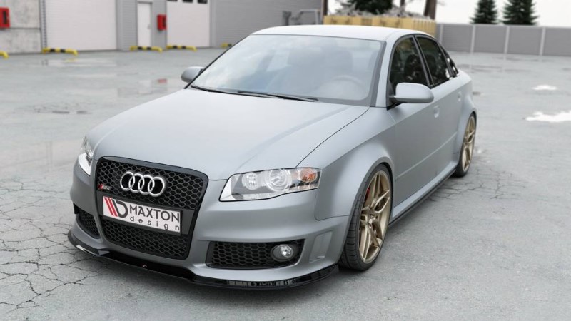 Voorspoiler Audi RS4 B7 V.1 Glanzend Zwart