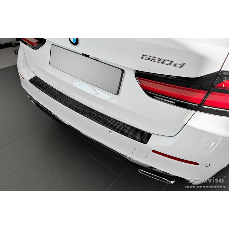 Echt 3D Carbon Achterbumperprotector  BMW 5-Serie Touring G31 FL 2020-2024 'Ribs'