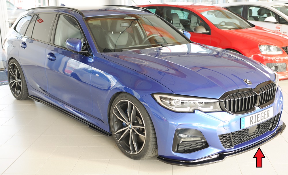 Voorspoiler BMW 3 Serie G20 Rieger Glans Zwart