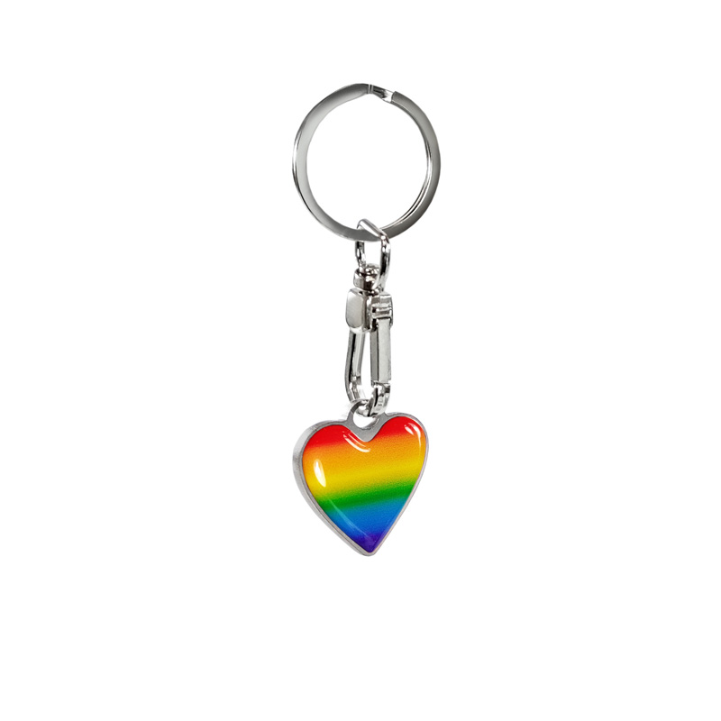 RVS sleutelhanger - 'Heart' Regenboog