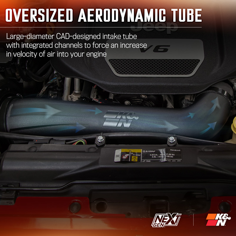 K&N NextGen Cold Air intake  Jeep Wrangler 3.6L V6 2012-2018 (50-1566)