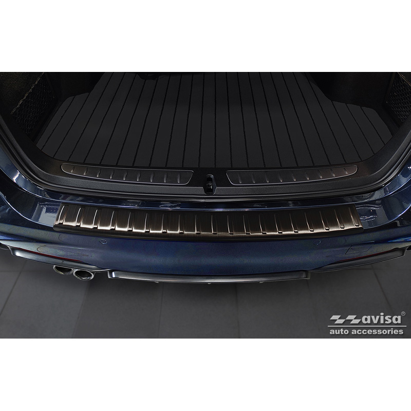 Zwart RVS Achterbumperprotector  BMW 3-Serie (F31) Touring 2012-2015 & FL 2015-2019 'Ribs'