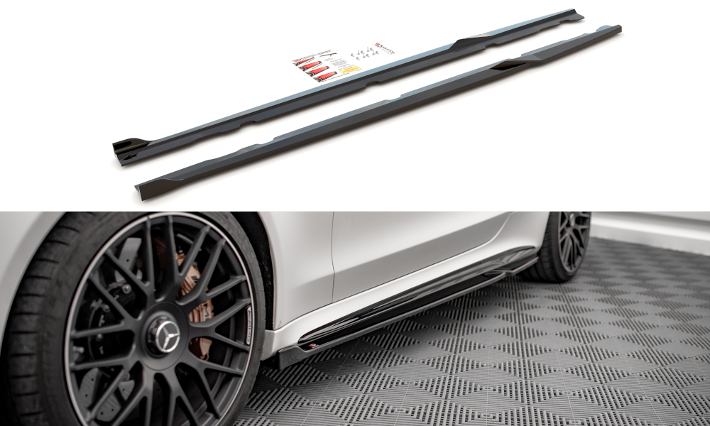 Zijskirts V.2 Mercedes AMG C63 Coupe W205 FL Maxton Glans Zwart