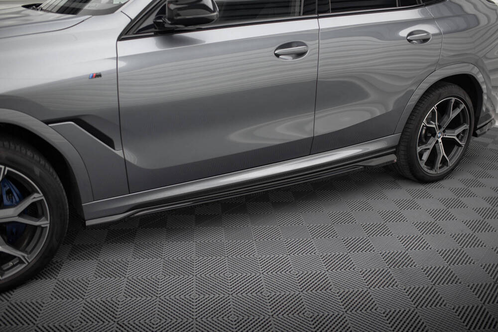 Zijskirts V.2 BMW X6 M-pakket G06 FL Maxton Glans Zwart