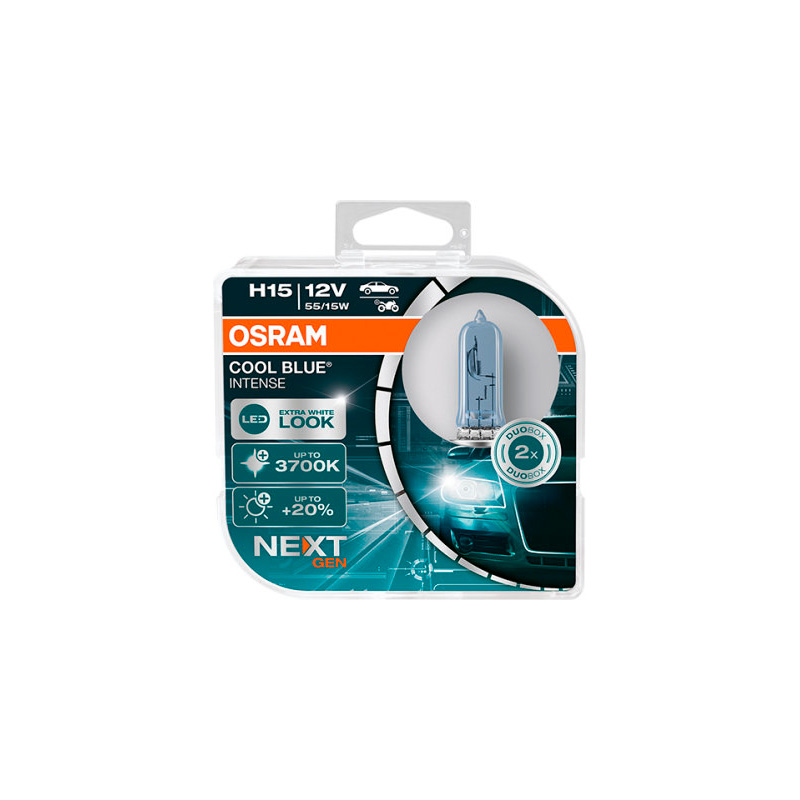 Osram Cool Blue Intense NextGen Halogeen lampen - H15 - 12V/55-15W - set à 2 stuks