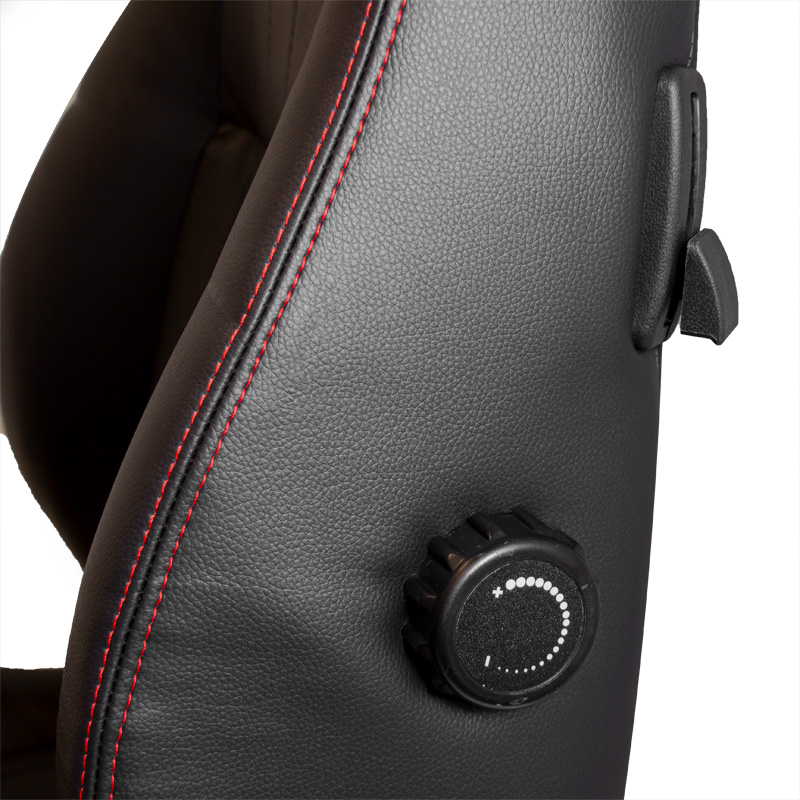 Sportstoel Type Retro Zwart PU leer + rode stiksels