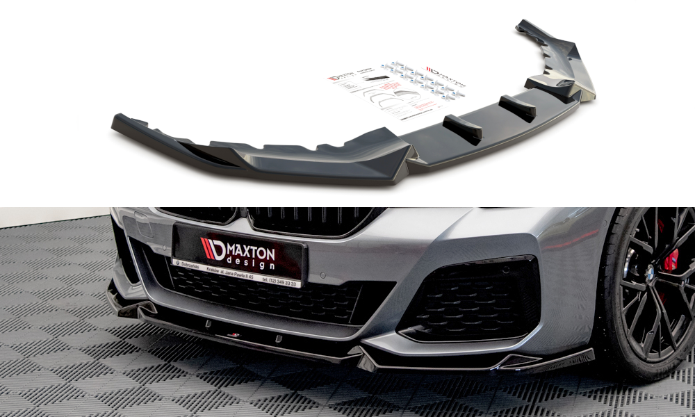 Voorspoiler V.1 BMW 5 Serie G30 M Pakket FL Maxton Glans Zwart