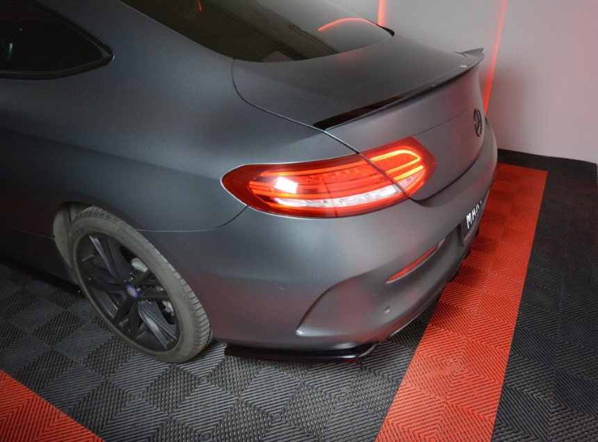 Achter zijskirts Mercedes C W205 coupé AMG-Line Maxton Design glans zwart