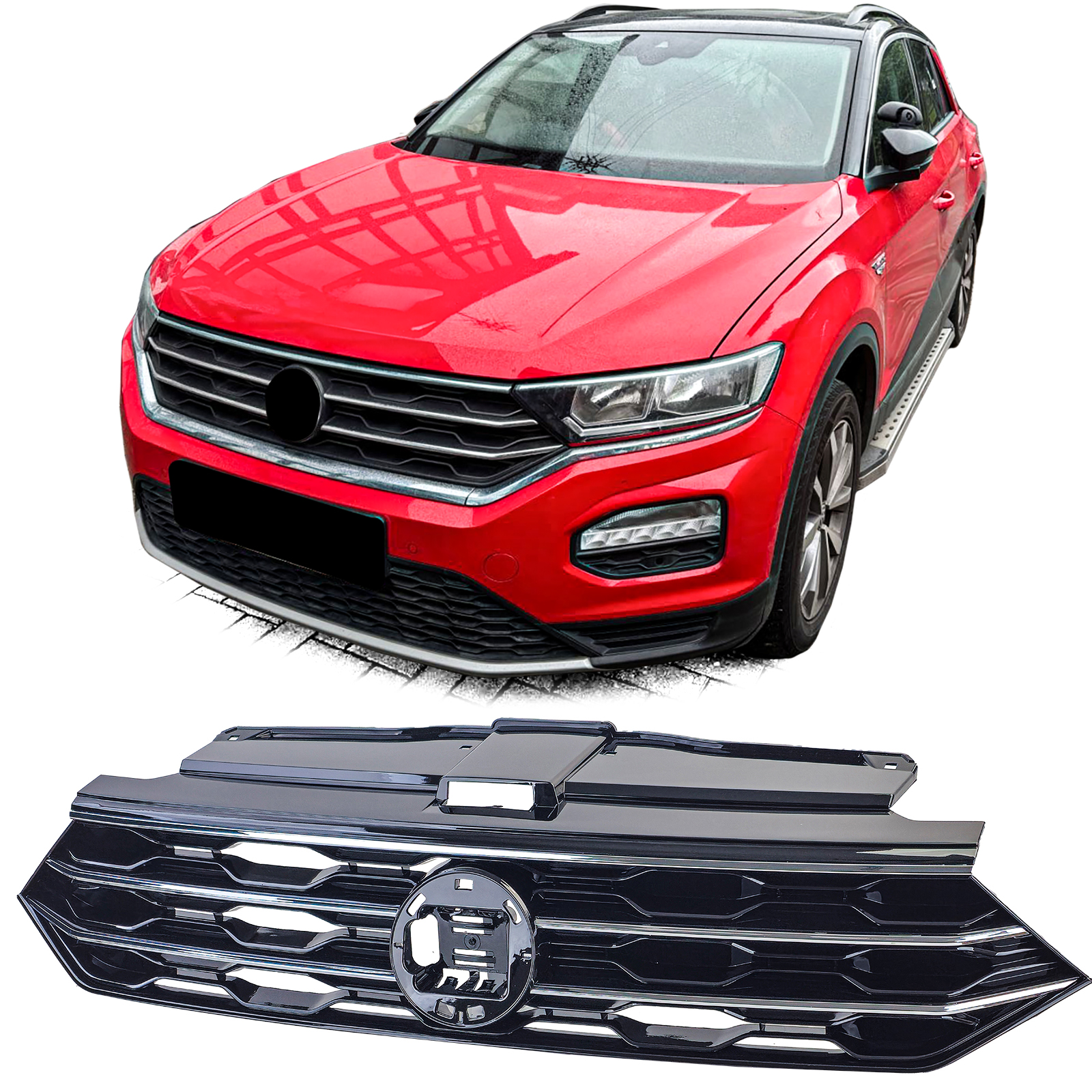 Grill VW T-Roc 2017- glanzend zwart/chroom