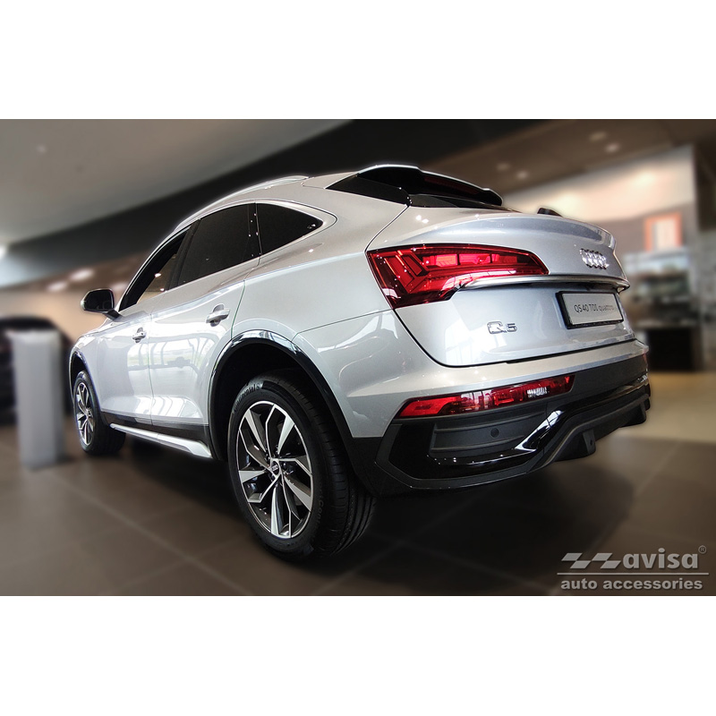 Zwart RVS Achterbumperprotector  Audi Q5 Sportback 2020- incl. S-Line