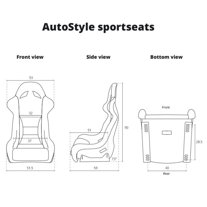 Sportstoel 'BH' - Zwart - Vaste rugleuning - incl. sledes