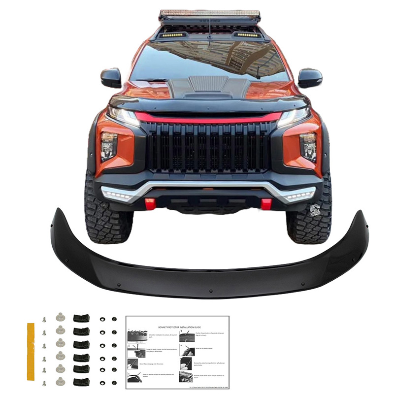 Motorkapbeschermer (steenslagcover)  Mitsubishi L200 Triton 6 2019- - Glanzend zwart