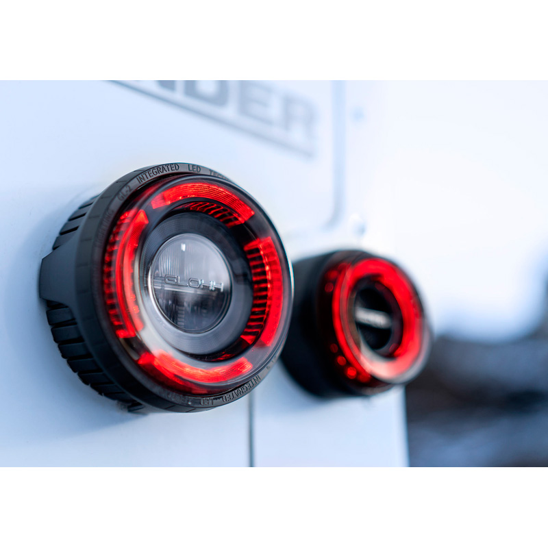Glohh GL-2x Dynamic LED Achterlichten  Landrover 90/110 1983-1990 & Defender (LD) 1990-2016 - Zwart (6-delig)