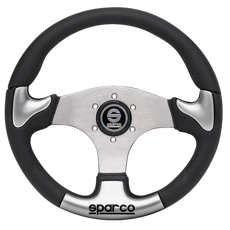 Sparco Universeel Sportstuur P222 - Zwart PU/Grijs/Aluminium - Diameter 345mm