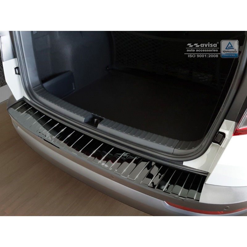 Zwart-Chroom RVS Achterbumperprotector  Skoda Karoq 2017-2022 'Ribs'