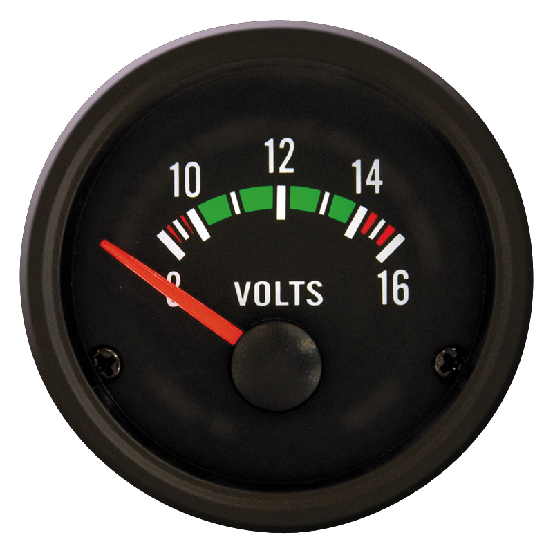 PI Black Volt meter  8-16 Volt 52mm