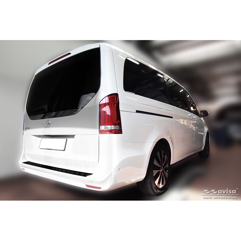 Zwart-Chroom RVS Achterbumperprotector  Mercedes Vito / V-Klasse 2014-2019 & Facelift 2019- 'Ribs' 'XL'