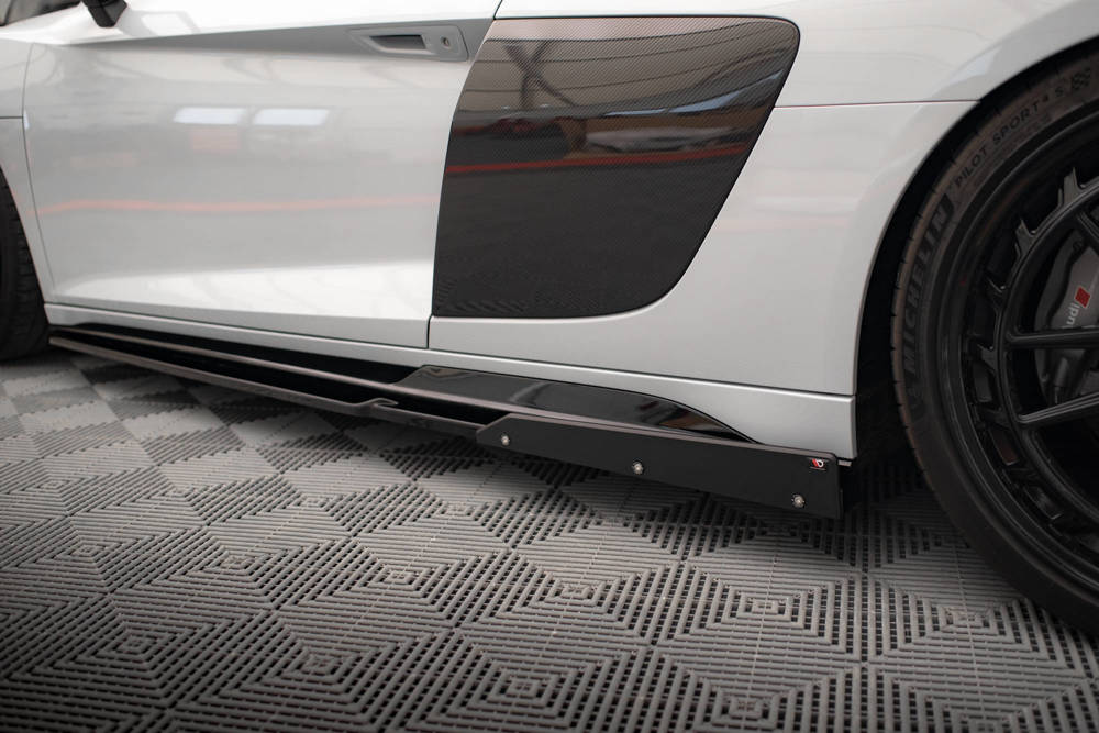 Zijskirts V.2 met Canards Audi R8 Facelift  2018 - 2021 Maxton Glans Zwart