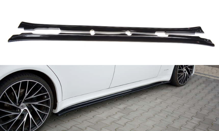 Zijskirts Maserati Quattroporte MK5 Maxton Design Glans zwart