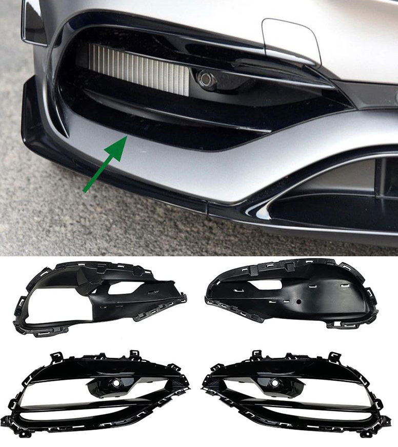 Bumpergrillen Mercedes A Klasse W176 15-19 AMG Look Glans Zwart