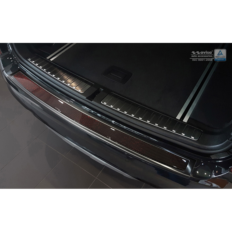 RVS Achterbumperprotector 'Deluxe'  BMW X3 F25 2014-2017 Zwart/Rood-Zwart Carbon