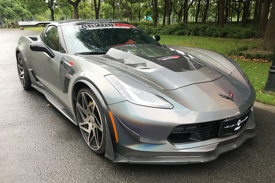 Corvette C7 Z06 Grandsport Carbon Fiber Voorspoiler met Canards 2013-2019