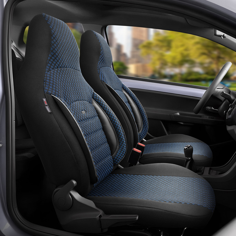 Universele Stoffen 'CityBug' Stoelhoezenset 'Sport Plus' Zwart/Blauw - 9-delig - geschikt voor Side-Airbags