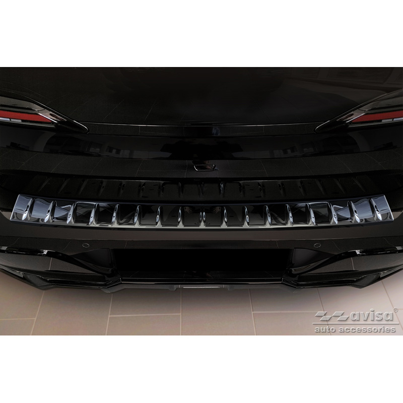 Zwart-Chroom RVS Achterbumperprotector  BMW 7-Serie (G70) 2023- met M-Pakket 'Ribs'